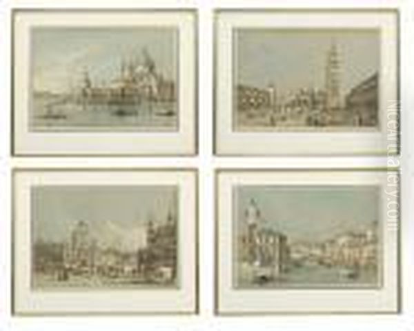 Four Venetian Scenes Oil Painting by Francesco Guardi