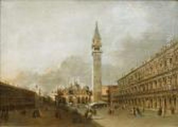 Piazza S. Marco Con Basilica E Campanile Oil Painting by Francesco Guardi