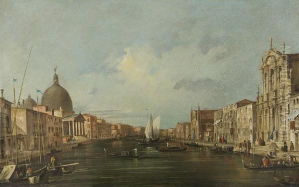 Canal Grande Con San Simon Piccolo, Santa Lucia E La Chiesa Degli Scalzi Oil Painting by Francesco Guardi