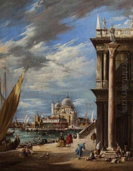 Veduta Della Piazzetta 
Allangolo Della Libreria Di San Marco Con Il Canal Grande E La Chiesa 
Della Salute Oil Painting by Francesco Guardi