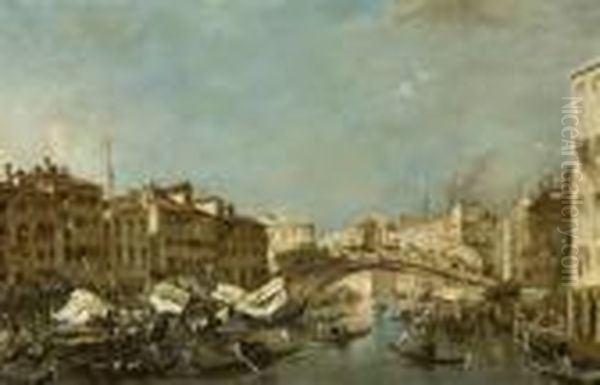 View Of Venice With The Rialto Bridge Oil Painting by Francesco Guardi