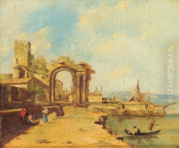 Caprice Architectural Sur La Lagune De Venise Oil Painting by Francesco Guardi