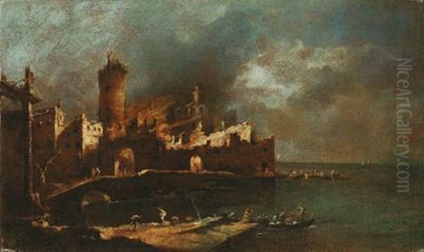 Incendio Al Castello Oil Painting by Francesco Guardi