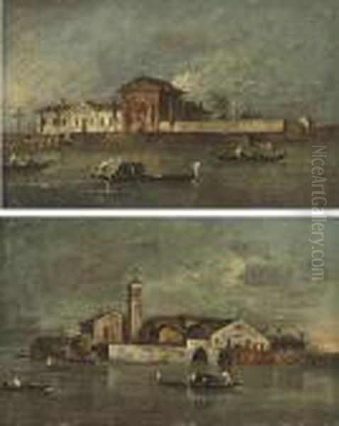 The Isola Della Beata Vergine Del Rosario; And The Isola Di S.servolo Oil Painting by Francesco Guardi