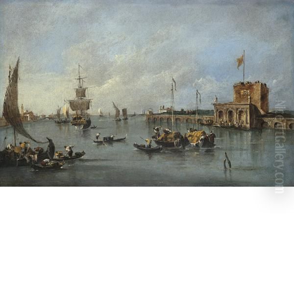 Veduta Del Forte Di Santandrea Nella Laguna Di Venezia Oil Painting by Francesco Guardi