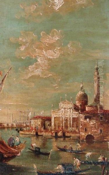 Depicting Gondolas In The Venice Canal Oil Painting by Francesco Guardi