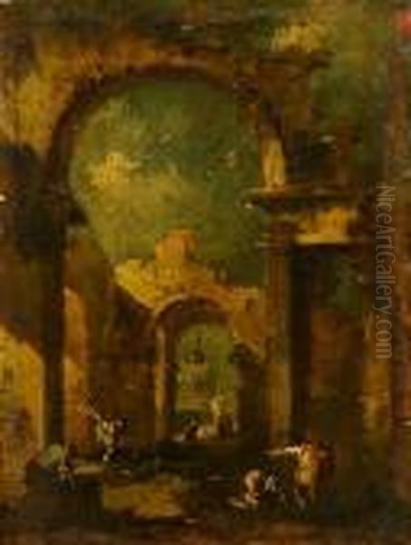 A Capriccio Oil Painting by Francesco Guardi