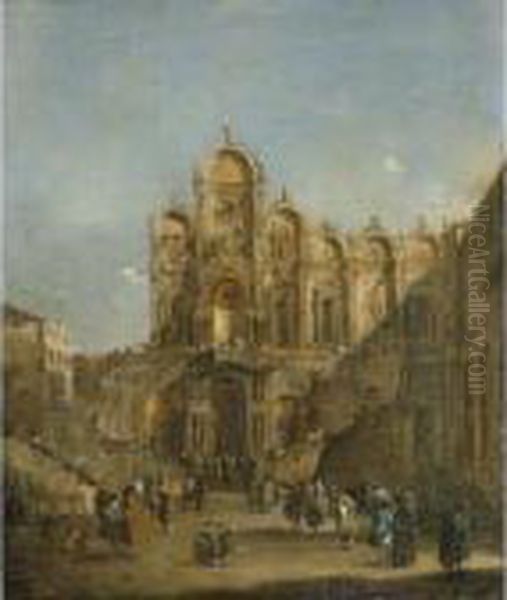 Veduta Del Campo Dei Santi 
Giovanni E Paolo Con La Loggia Eretta Inoccasione Della Benedizione 
Impartita Da Papa Pio Vi Il 19 Maggio1782 Oil Painting by Francesco Guardi