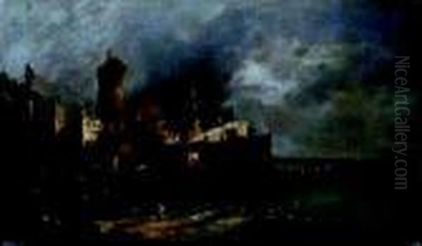 Incendio Di Castello Sul Mare Oil Painting by Francesco Guardi