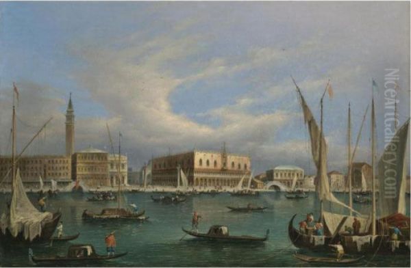 Venice, A View Of The Molo And The Doge's Palace From The Grand Canal Oil Painting by Francesco Guardi