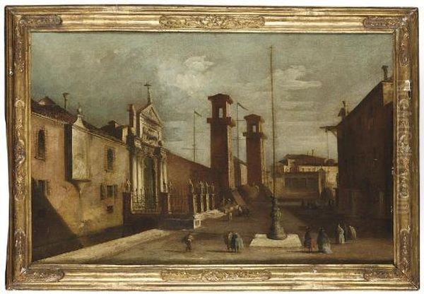 Figures By The Gates Of The Arsenale, Venice Oil Painting by Francesco Guardi