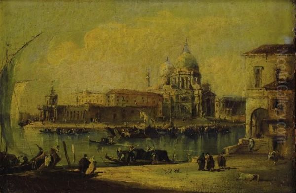 A View Of The Grand Canal With Santa Maria Della Salute Oil Painting by Francesco Guardi