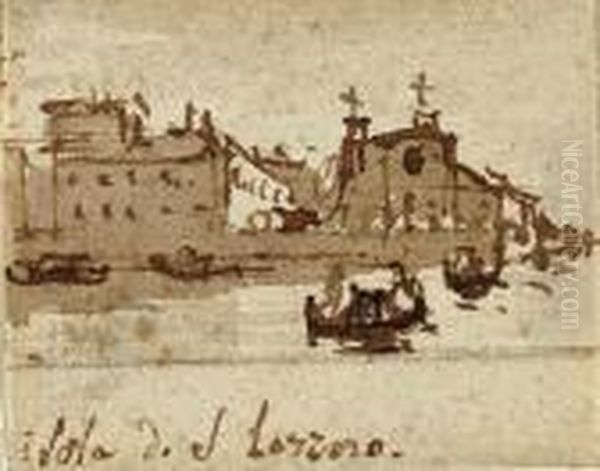 Four Views Of Venice: The Isola 
Di San Lazzaro Degli Armeni; The Isola Della Beata Vergine Del Rosario; 
The Isola Di San Servolo; And The Isola Di San Giorgio In Alga Oil Painting by Francesco Guardi