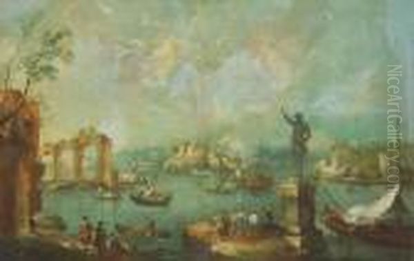 A Mediterranean Capriccio With Ruins Oil Painting by Francesco Guardi