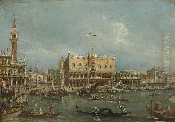 A View Of The Doge's Palace And The Riva Degli Schiavoni, Venice Oil Painting by Francesco Guardi