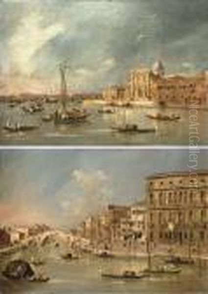 The Island Of San Giorgio Maggiore; And View Of The Cannaregio Oil Painting by Francesco Guardi