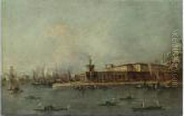 Venice, A View Of The Entrance 
To The Grand Canal With The Punta Della Dogana And The Church Of Santa 
Maria Della Salute Oil Painting by Francesco Guardi