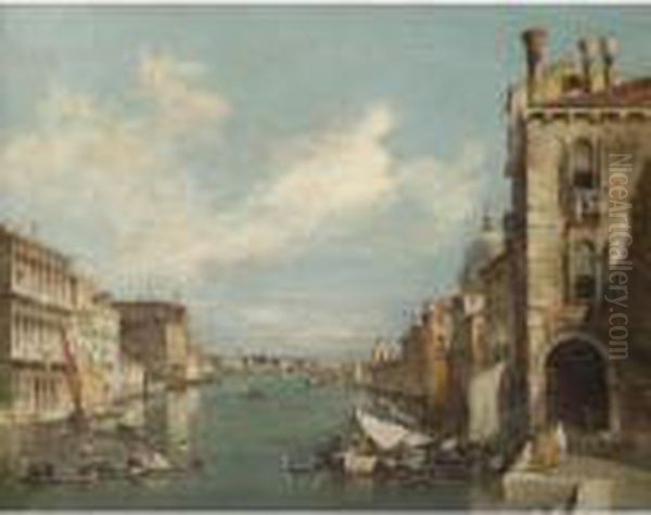 Venice, A View Of The Entrance Of The Grand Canal With Santa Maria Della Salute Oil Painting by Francesco Guardi