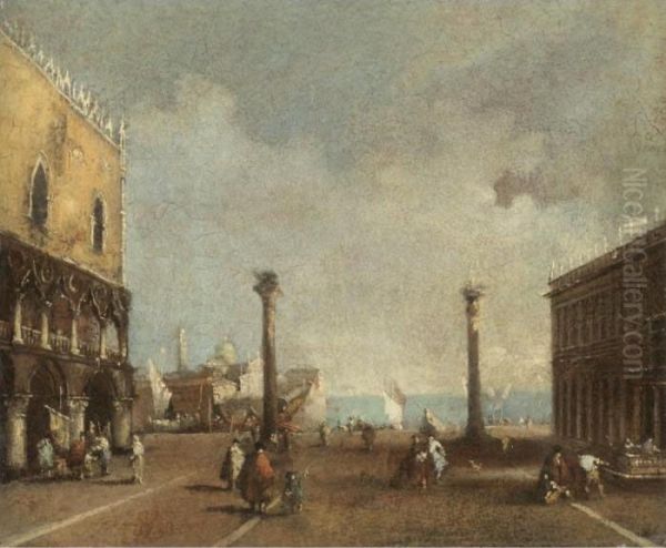 Venice, A View Of The Piazzetta With The Church Of S. Giorgio Maggiore In The Distance Oil Painting by Francesco Guardi