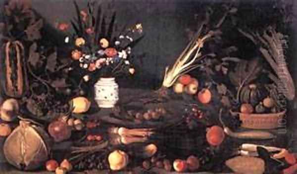 Still Life with Flowers and Fruit Oil Painting by Michelangelo Merisi Da Caravaggio