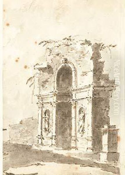 Vue D'un Arc En Ruine Oil Painting by Francesco Guardi