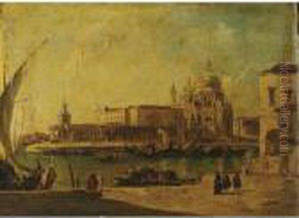 Venice, A View Of The Entrance To The Grand Canal With Santa Maria Della Salute Oil Painting by Francesco Guardi