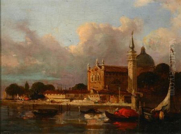 View Of A Venetian Cathedral And Campanile Oil Painting by Francesco Guardi