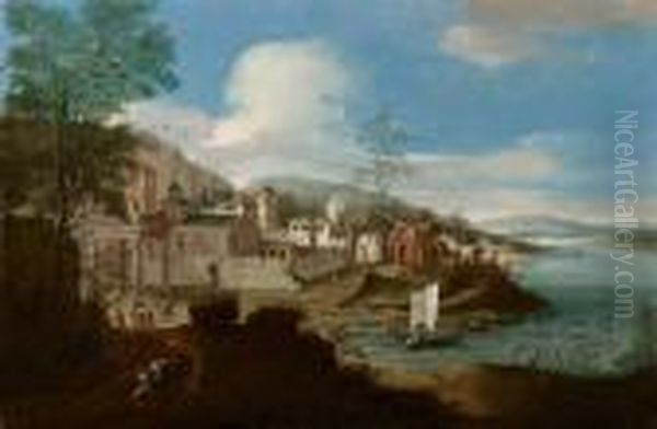 Capriccio Paesistico Con Architetture Classiche Ai Bordi Di Una Riviera Oil Painting by Francesco Guardi