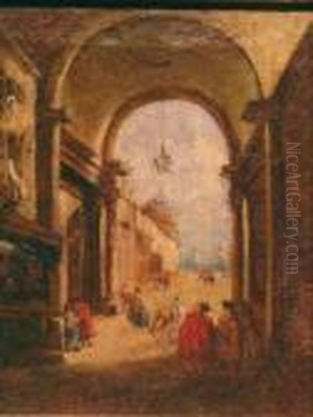 The Loggietta, Venice With Figures: Two Oil Painting by Francesco Guardi