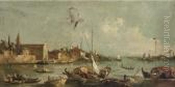 A Capriccio Of A Venetian Lagoon Oil Painting by Francesco Guardi