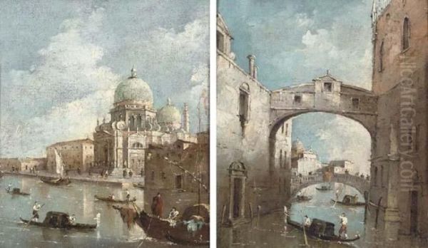 Santa Maria Della Salute, Venice; And The Bridge Of Sighs,venice Oil Painting by Francesco Guardi