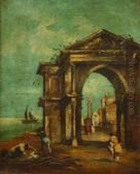 City Scene Oil Painting by Francesco Guardi