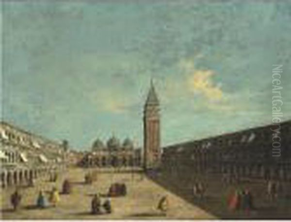 View Of Piazza San Marco Looking
 Eastwards Towards The Basilica And The Campanile, Venice Oil Painting by Francesco Guardi