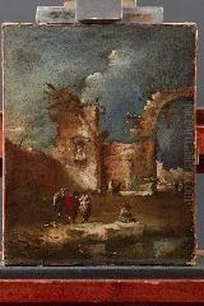 Capriccio Con Piazzetta E Grande Arco Oil Painting by Francesco Guardi