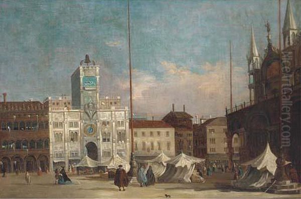 The Piazza San Marco, Venice, Looking Towards Orologio Delmoro Oil Painting by Francesco Guardi