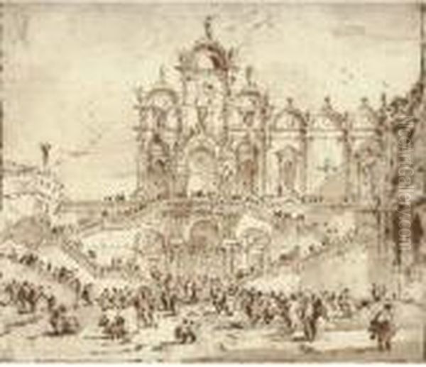 The Scuola Di San Marco, Venice,
 With The Temporary Platformerected For The Benediction Of Pope Pius Vi 
On 19 May 1782 Oil Painting by Francesco Guardi