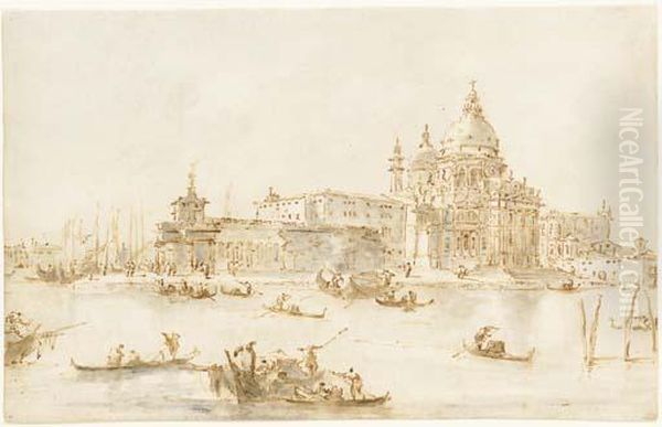 The Church Of Santa Maria Della Salute And The Dogana From The Grand Canal, Venice Oil Painting by Francesco Guardi