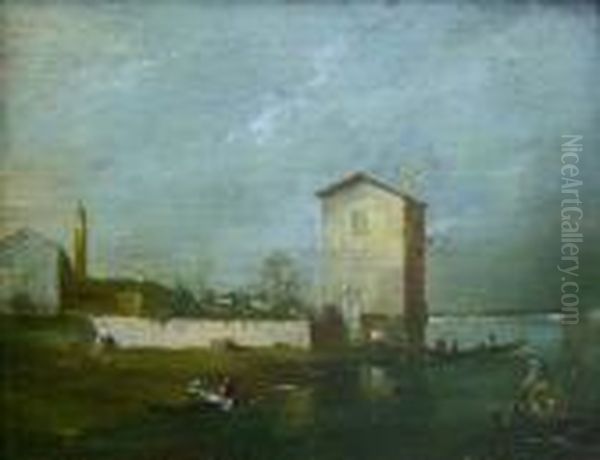 A Venetian Scene Oil Painting by Francesco Guardi