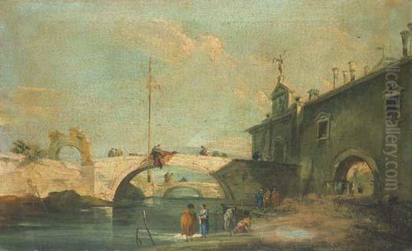 Lavandieres Au Bord D'une Riviere Oil Painting by Francesco Guardi