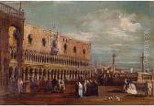 Venice, A View Of The Piazzetta Looking South With The Palazzo Ducale Oil Painting by Francesco Guardi