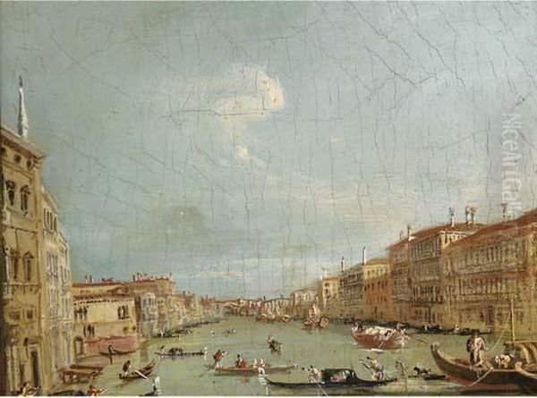 Gondolas On The Grand Canal, Venice Oil Painting by Francesco Guardi