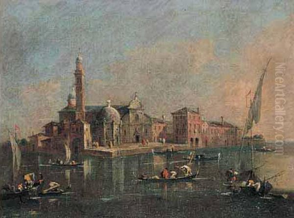 Vue De L'isola Di San Michele Pres De Murano Oil Painting by Francesco Guardi