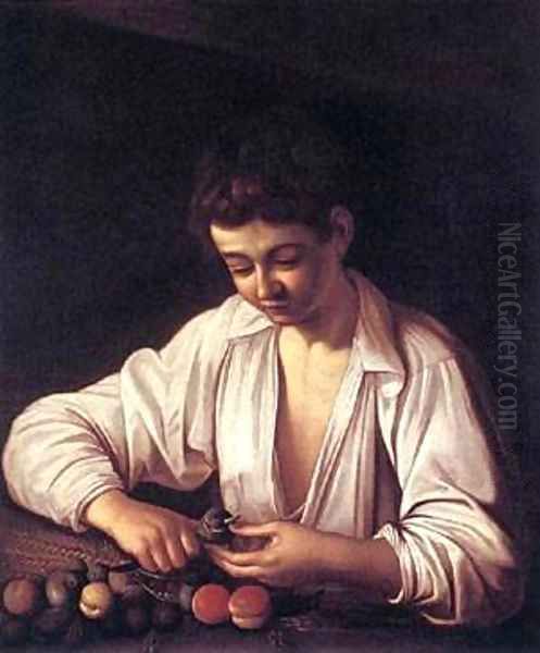 Boy Peeling a Fruit Oil Painting by Michelangelo Merisi Da Caravaggio