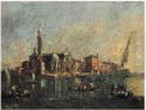 Vue De L'isola Di San Michele Pres De Murano. Oil Painting by Francesco Guardi