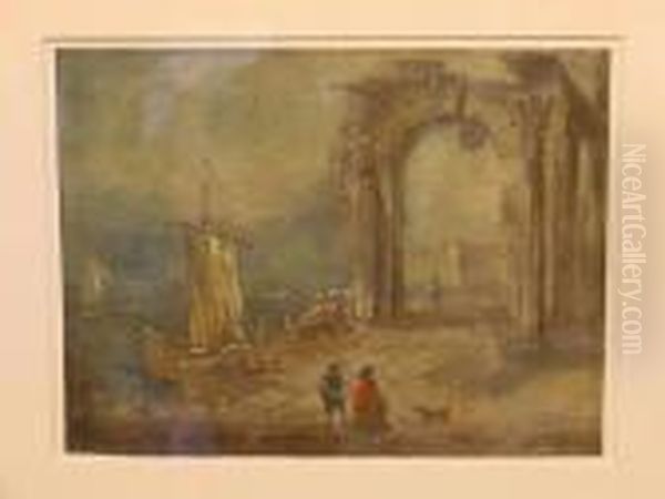 Ruins By A Harbor Oil Painting by Francesco Guardi