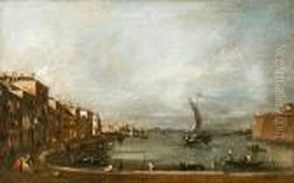 The Canale Di Santa Chiara, 
Venice, Looking North-west From Thefondamenta Della Croce To The Lagoon Oil Painting by Francesco Guardi