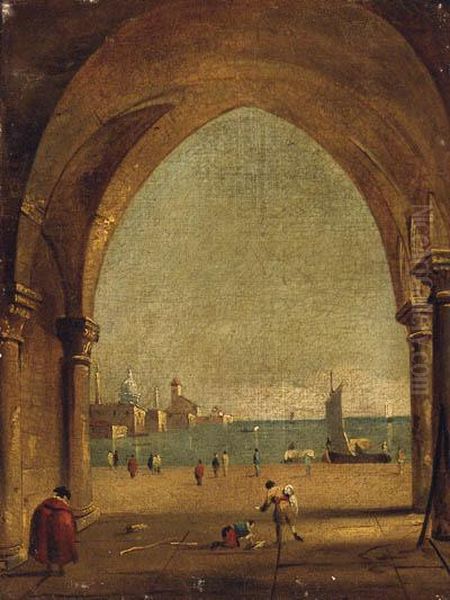 The Bacino Di San Marco From The Colonnade Of The Doge's Palace Oil Painting by Francesco Guardi