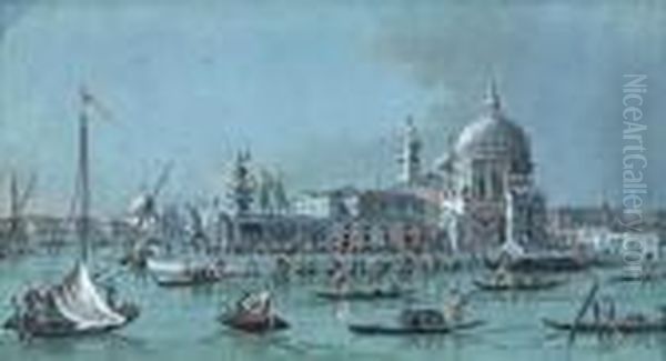 Veduta Della Dogana E S.maria Della Salute Oil Painting by Giacomo Guardi