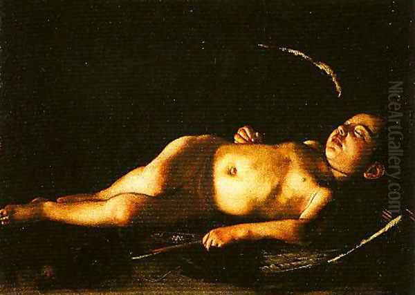 Sleeping Cupid Oil Painting by Michelangelo Merisi Da Caravaggio