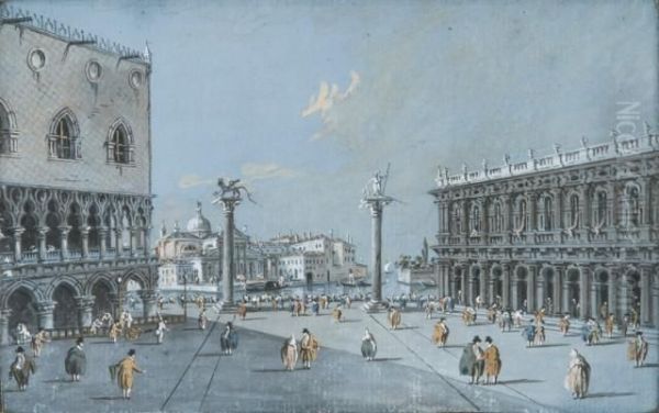 Vue De La Place Saint Marc Et Vue De La Piazetta, Venise Oil Painting by Giacomo Guardi